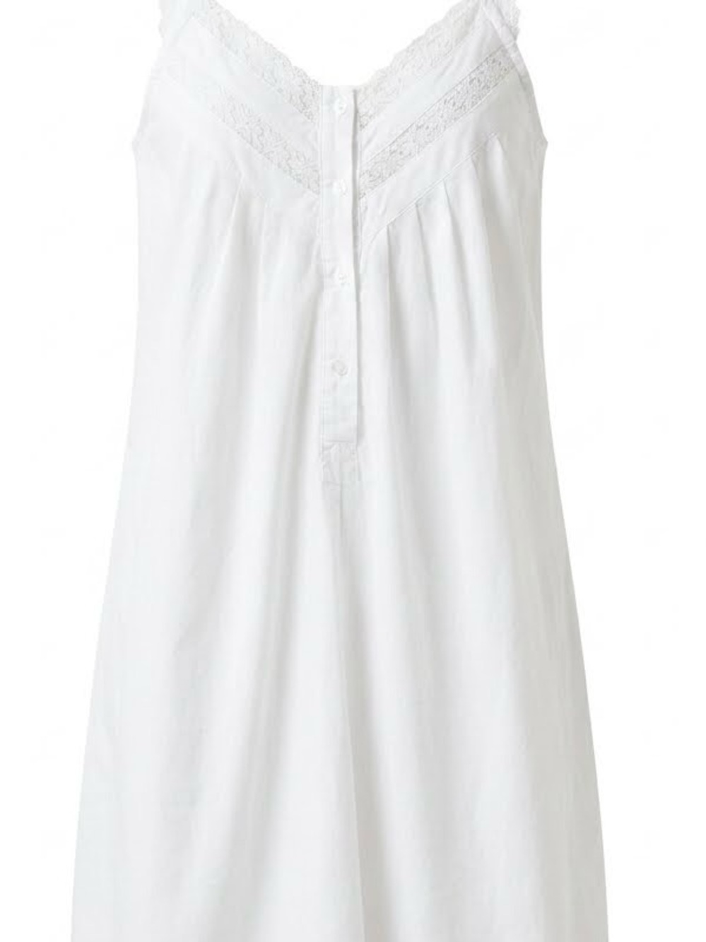 Victorian Breezy Cotton Nightgown – Lace Front & Scooped Hem 37” Sz Med